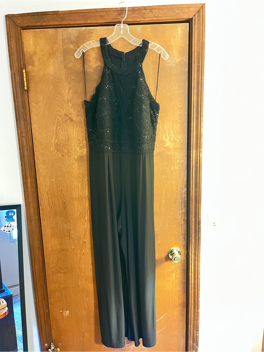 Women's Black Lace Halter Jumpsuit